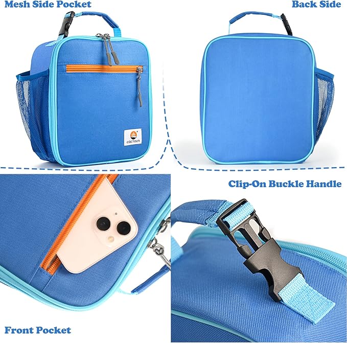 CaCTOUR Lunch Box Kids,Premium Insulated Lunchbox for Girls Boys,Soft Mini Cooler Bag Back to School Thermal Reusable Lunch Bag for Work School Picnic (Blue)