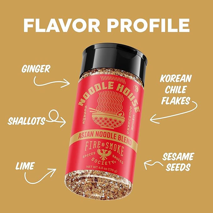Fire & Smoke Noodle House Seasoning Blend | Fried Rice, Stir Fry, Noodle Seasoning | Korean Chile, Ginger, Shallots | M, 6 oz