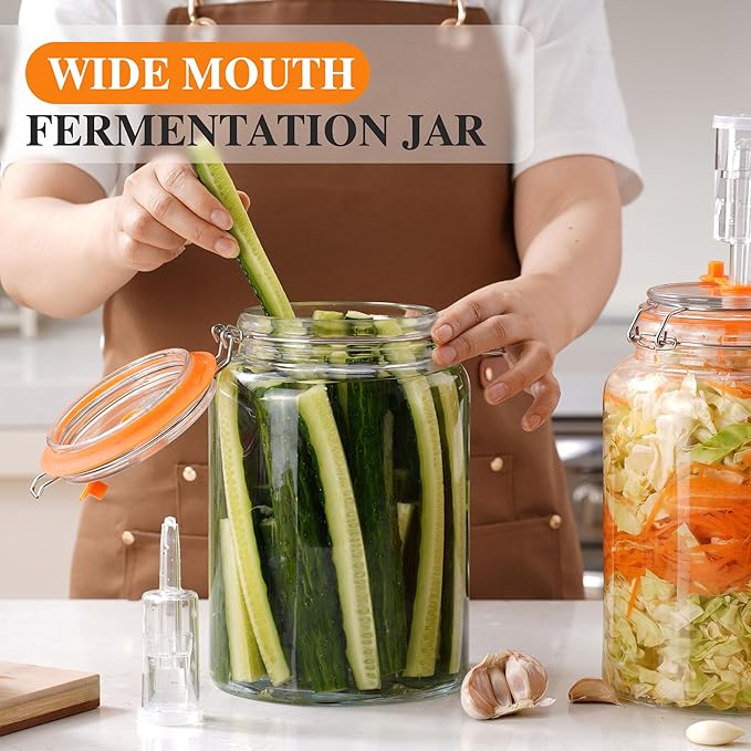 1 Gallon Fermentation Jars with Airlocks, Fermenting Kit for Sauerkraut, Kimchi, Kombucha and Pickles, 2 Pack
