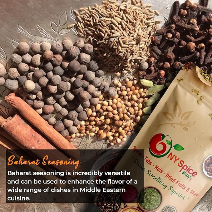NY Spice Shop Baharat Seasoning Blend - 6 Ounce Middle Eastern Baharat Spice for Cooking And Culinary Use - Aromatic Fine Spice Mix For Meats Grains Legumes and Roasted Vegetables
