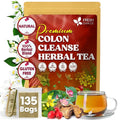 FreshDrinkUS, Premium Colon Cleanse Tea – 135 Tea Bags – Rhubarb Root & Hawthorn Berry with Senna, Lotus Leaf, Valerian Root & Psyllium Husk – Herbal Blend, Caffeine-Free. Vegan