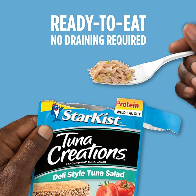StarKist Tuna Creations Deli Style Tuna Salad Pouch (3 oz) Wild Caught, High Protein Shelf Stable Seafood, Gluten Free, Soy Free, No Draining, Ready to Eat for Salads and Sandwiches (Pack of 5)