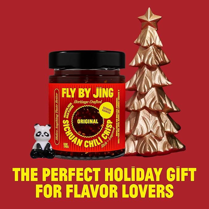 FLYBYJING Original Sichuan Chili Crisp: Premium Chili Oil w/Crunchy Garlic and Shallots - Spicy, Savory, Vegan, Sugar Free Hot Sauce - Good on Noodles, Proteins, Veggies & Everything, 6oz (Pack of 1)