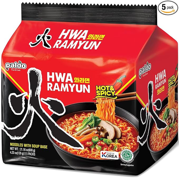 Paldo, Hwa Ramen Instant Noodles, 4.23oz (Pack of 5)