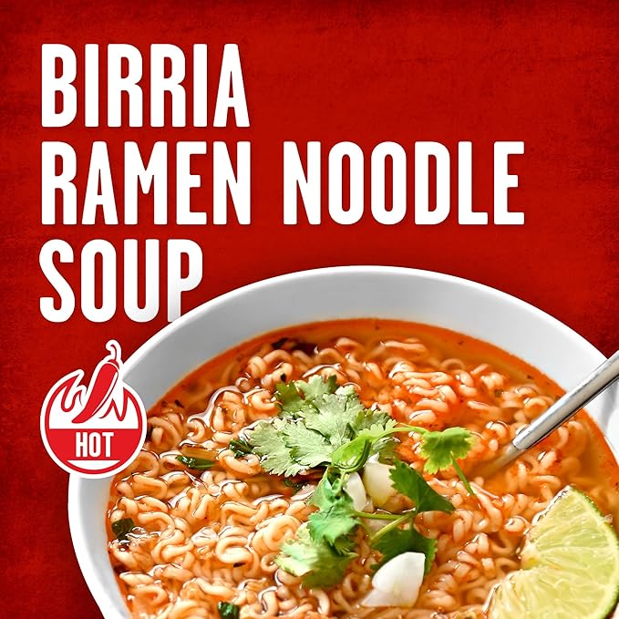 Tapatío Ramen Noodle Soup, Birria Flavored - Microwaveable Big Bowl, 3.88 oz. (110g), 6-Pack