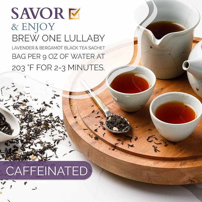 Organic Lavender & Bergamot Earl Grey Black Tea | 100% Real ingredients,40 Count Unwrapped Sachets, Biodegradable Tea Bag |By T SECRETEA, Lullaby