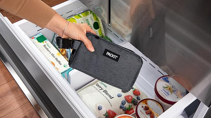 PackIt Freezable Small Insulated Snack Box, City Charcoal, with EcoFreeze Technology (Built-in Ice Pack), Mini Cooler or Small Lunch Bag, For Fresh Snacks On the Go, for Work, Gym, or Travel