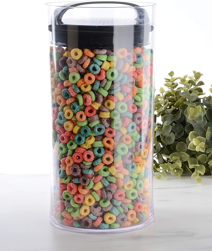 Prepara Evak Fresh Saver, 4 Quart Airless Canister with Black handle, Clear (Pack of 2)