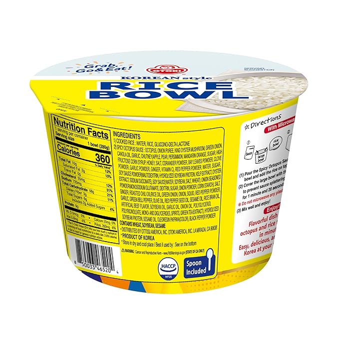 OTOKI Spicy Octopus Rice Bowl – Ready-to-Eat Korean Meal with Tender Octopus & Sticky White Rice | Microwaveable Convenience | 9.88 oz (Pack of 2)