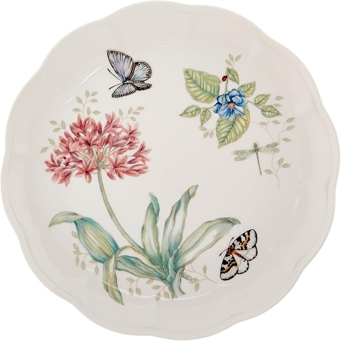 Lenox Dinnerware Set, Butterfly Meadow 18-Piece Set, Service For 6, White Porcelain, Butterfly And Flower Designs, Plates And Bowls Sets, Dishwasher Safe, Home & Kitchen (Assorted, 18 Pieces)