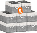 Fab totes Storage Bins [52-Pack], Foldable Storage Baskets for Organizing Toys, Books, Shelves, Closet, Large Storage Box with Rope Handles, Sturdy Organizer Bins, White & Black
