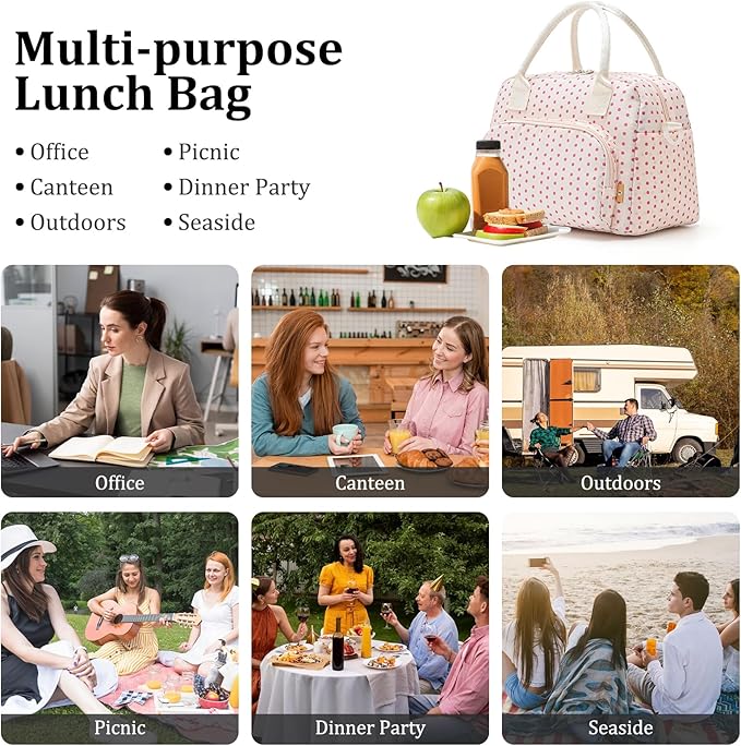 MEXS Insulated Lunch Bag for Women Men Large Reusable Lunch Box Adult Leakproof Portable Cooler Tote Bags for Work Picnic