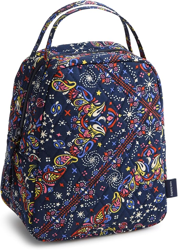 Premium Cotton Lunch Bag, Starry Paisley, One Size