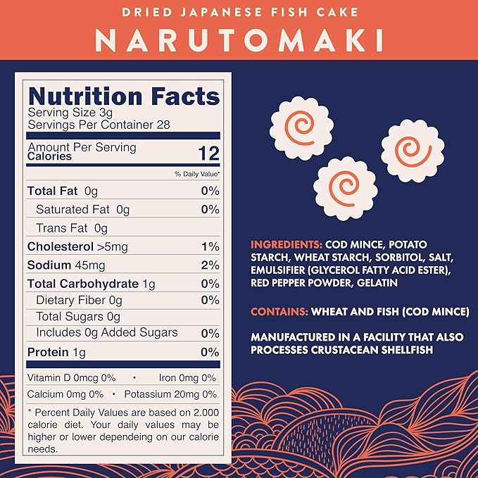 Ramen Eats Dehydrated Fish Cake Narutomaki Noodle Topping 3 OZ (Big Version)