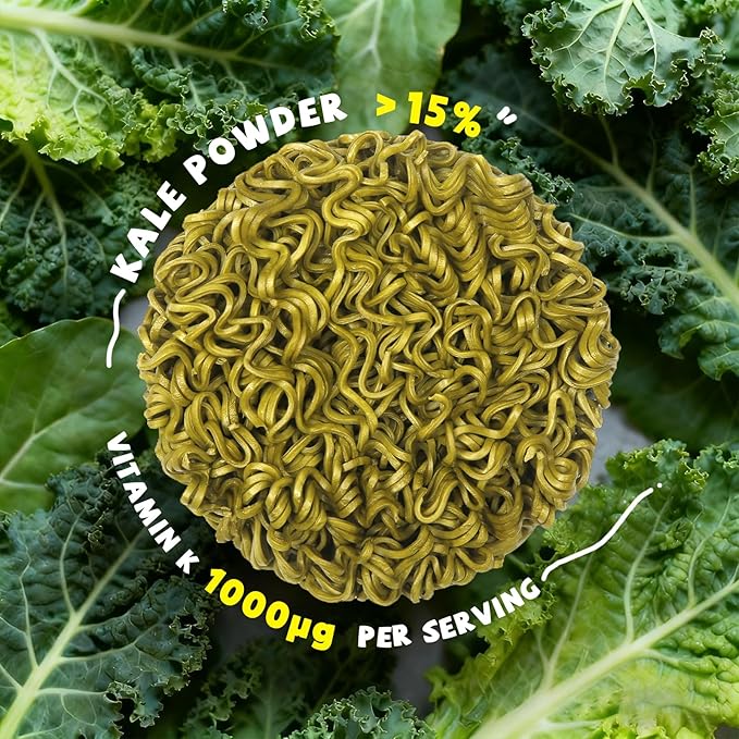 SUNGIVEN Organic Ramen Noodles Kale Healthy Low Sodium Ready in 3 Minutes Non-Fried Instant No Additives or Preservatives 2.47 OZ (Pack of 10)