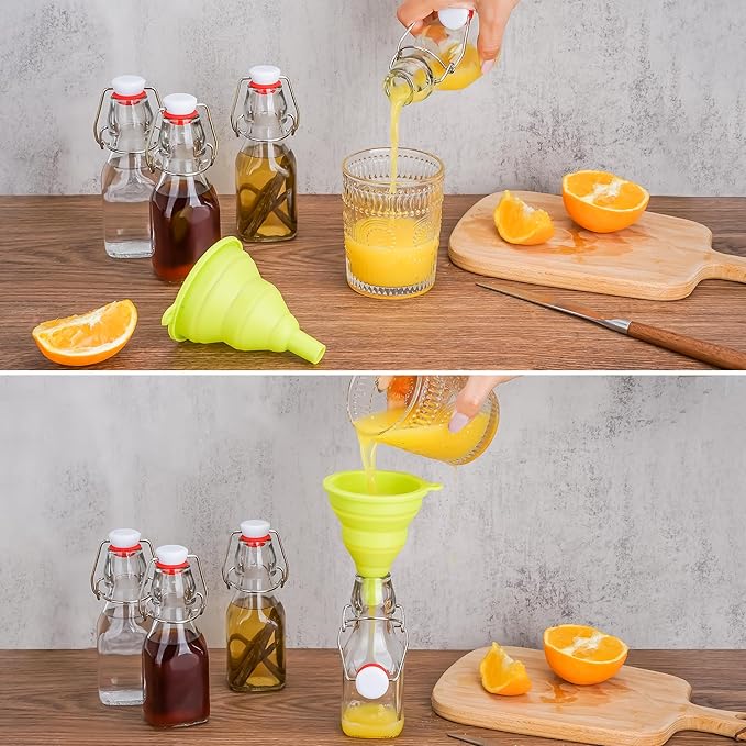 Vanilla Extract Bottles [4oz, 12-Pack] – Flip Top Swing Top Glass Bottles for Homemade Extracts, Kombucha, Coquito, Juice – Airtight Leak-Proof Caps with Funnel, Extra Gaskets, Labels & Marker