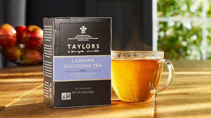 Taylors of Harrogate Lapsang Souchong,Black Tea,Pillow Tea Bags,Smoky,Rich and Strong,Caffeinated,Enjoy Hot or Iced,50 Teabags,50 Count (Pack of 2)