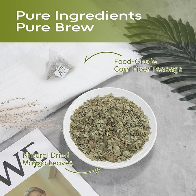 FullChea - Mango Leaf Tea, 60 Teabags - Premium Dried Mango Leaves - Natural Herbal Tea for Relaxation & Wellness - Non-GMO - Caffeine-Free - Support Digestive Comfort