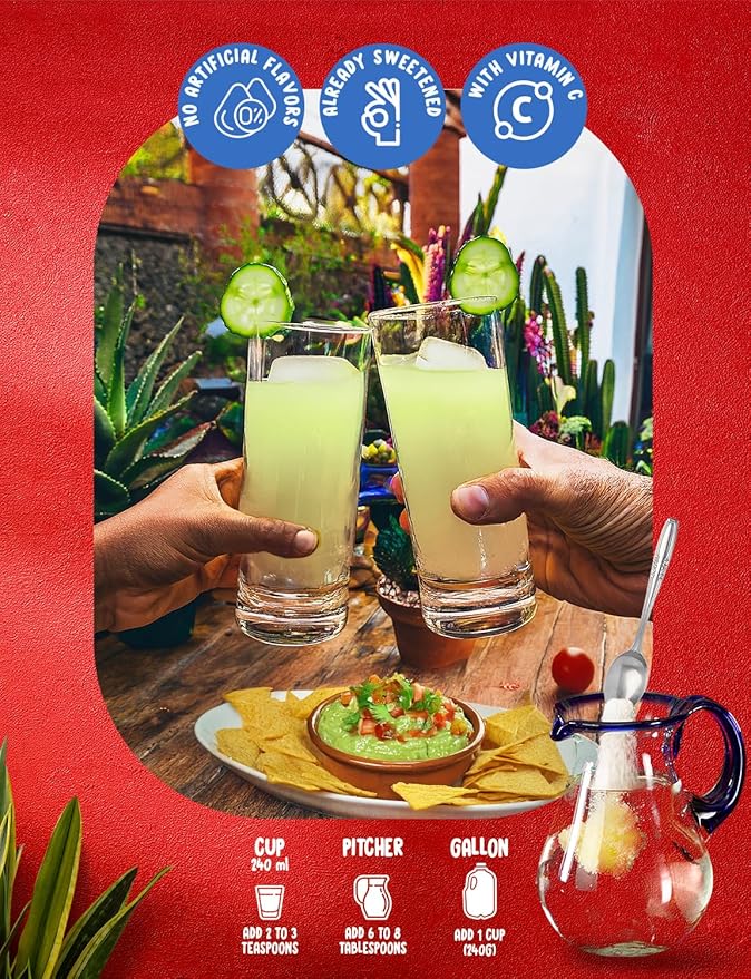 Klass Aguas Frescas Drink Mix Family Pack - Cucumber Limeade - Powder Drink Mix, Water Drink Mix with Natural Flavors & Vitamin C, Makes 28 to 36 Quarts (56 to 72 Drinks)