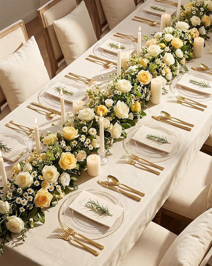 bUCLA 100Pieces Clear Plastic Plates -10.25inch Disposable Dinner Plates- Premium Weddings& Party Plates