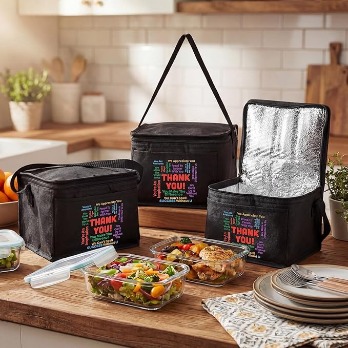 Nuogo 15 Pack Employee Appreciation Gift Bulk, Thank You Insulated Lunch Bags, Reusable Leakproof Cooler Boxes, Waterproof Thermal Beverage Bag for Team Employee Coworkers Social Work Gift