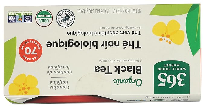 365 by Whole Foods Market, Organic Black Tea, Single-Serve Tea Bags, 70 Count