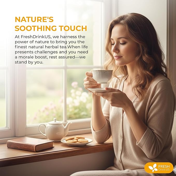 FreshDrinkUS, Premium 75 Tea Bags Tulsi Chamomile Lemongrass Herbal Tea | Blend with Holy Basil, Chamomile Flowers & Lemongrass Leaves – Naturally Caffeine-Free, Soothing Herbal Infusion. Vegan