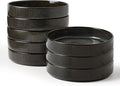 famiware Star 7.5" Pasta Bowls Set, Salad Bowl Set of 8, Double Reactive Glaze, Stackable, Ideal for Your Friend for Housewarming, Festivals, Deep Forest