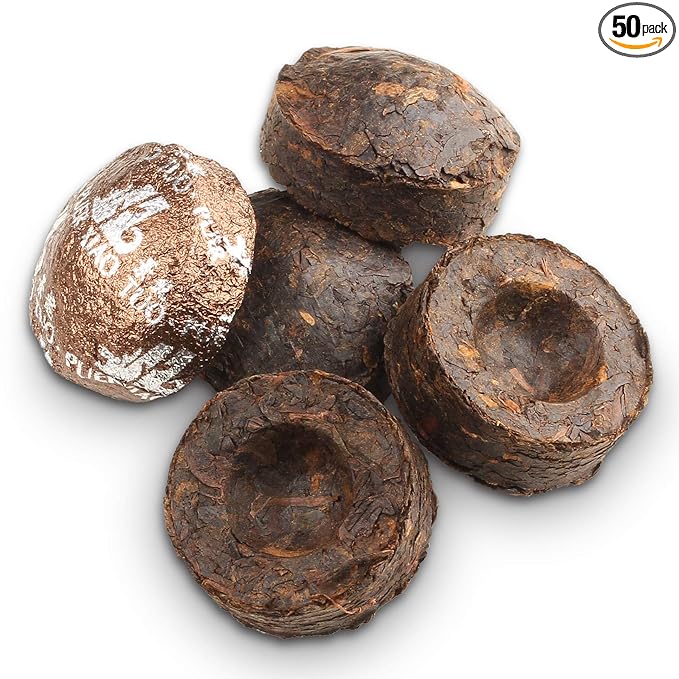 Jinglong Tea Factory - Puerh Tea Mini Tea Cakes (50 Pcs) Ripe Mini Tuocha (8.8 Ounce)