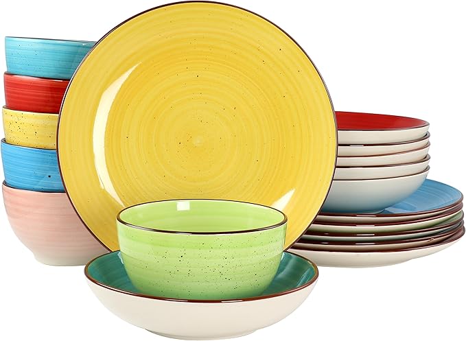 Elama Sebastian Round Stoneware Dinnerware Set in Assorted Colors (18 Piece)