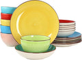 Elama Sebastian Round Stoneware Dinnerware Set in Assorted Colors (18 Piece)