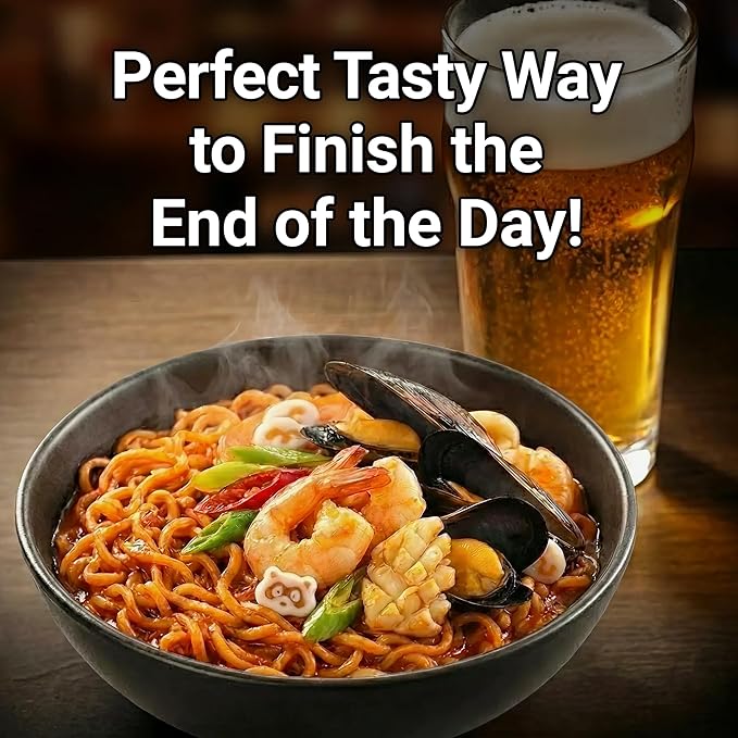 Nongshim Neoguri Spicy Seafood Stir Fry Ramyun Noodles, Seafood Flavored Korean Instant Noodles, Thick Noodles, Intense Chili Kick, 4.83 oz (Pack of 4)