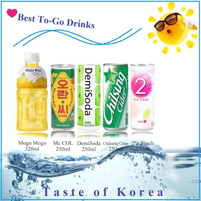 FRKR Korean 10 Drinks Assortment Gift Box [Chilsung Cider/Mikis/Demisoda/Banana Milk/McCOL/MoguMogu/2%/SacSac/Etc.] Soft Drinks + Real Fruit Drinks + Energy Drinks