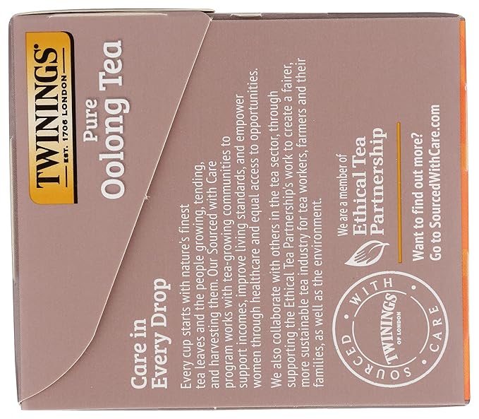 Twinings Pure Oolong Tea – Golden Caffeinated Tea, Individually Wrapped Tea Bags, 20 Count