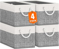 Fab totes Storage Bins [42-Pack], Foldable Storage Baskets for Organizing Toys, Books, Shelves, Closet, Large Storage Box with Rope Handles, Sturdy Organizer Bins, White & Black