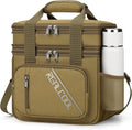 RealCool Lunch Bag, Insulated Lunch Box for Men Women, Double Deck Leakproof Soft Cooler Bag with Adjustable Strap, Reusable Lunchbox for Work, Travel, Camping (Khaki)