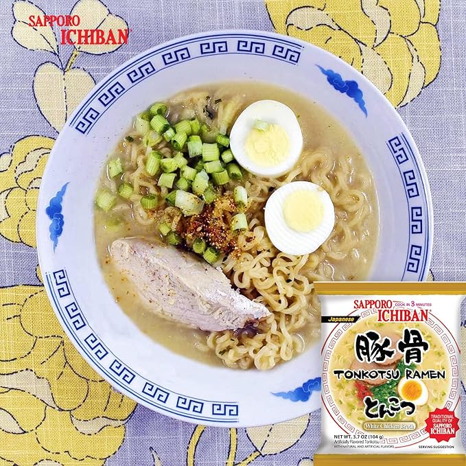 [SAPPORO ICHIBAN] Ramen Noodles, Tonkotsu Flavor, No. 1 Tasting Japanese Instant Noodles 3.5 Oz. (3.7 Ounce (Pack of 24))