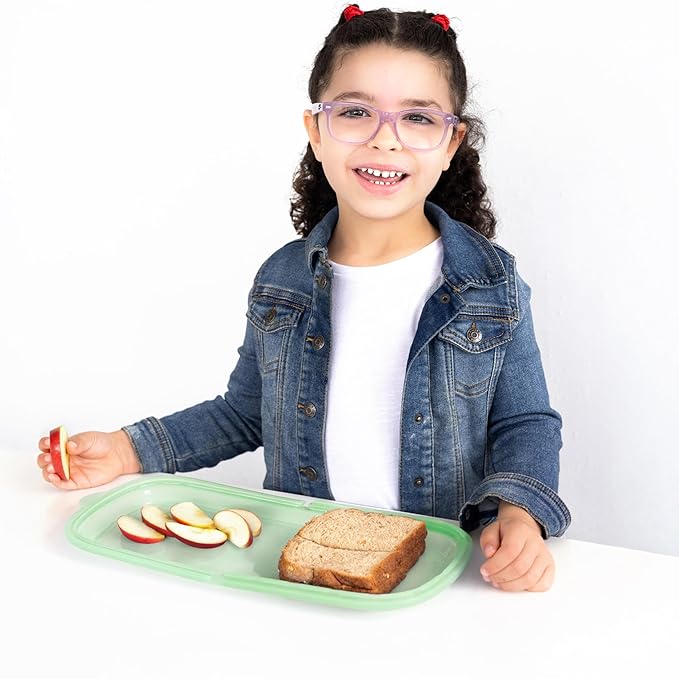 Ubbi Platemate Reusable Silicone Storage Bag, Opens Flat as Placemat, Dishwasher and Freezer-Safe, Lunch Container, Leakproof Sandwich & Snack Bag, Easy to Clean, BPA-Free, Sugar Snap Green