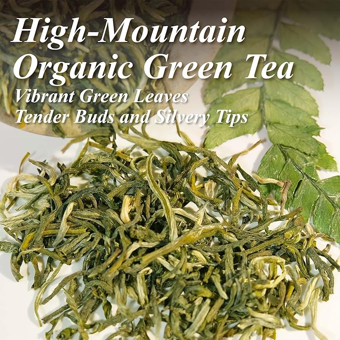 WT WEETEE Organic Green Tea Loose Leaf 228G, 110+ Cups Yunnan Floral Green Tea | High-Mountain Spring Harvest | Clean, Fresh & Smooth | No Bitterness