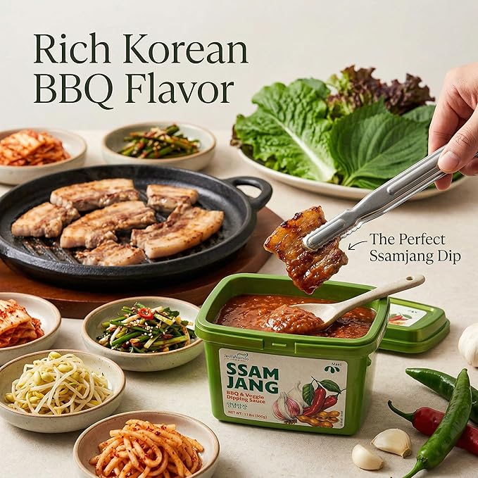 Mild Ssamjang Seasoning Sauce [ Korean Pantry ] Spicy Savory Jang Sauce with Fermented Soybean and Peppers, Perfect for Dipping [ JRND Foods] 500g