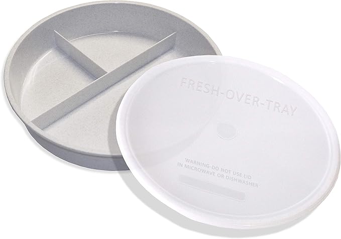 Rehabilitation Advantage High Sided Partitioned Dish with Lid, Gray