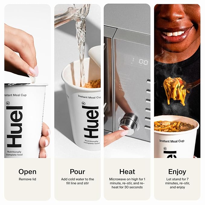 Huel Hot and Savory Cups | Thai Noodles | 25g Protein Plant Based Instant Meal | 27 Vitamins and Minerals | 100% Nutritionally Complete | 8 Cups
