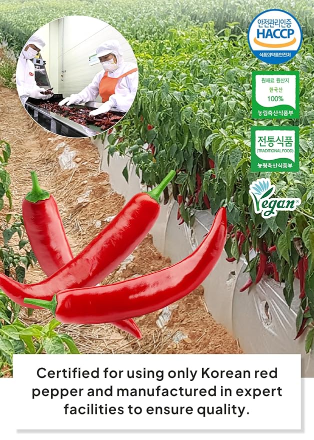 Korean Food Haetnim Maeul 100% Korean Chili Powder Bundle – Fine (3.53oz / 100g) & Coarse (3.53oz / 100g) Red Pepper Powder for Soups, Stir-fry & Kimchi