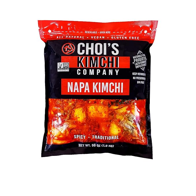 (2 Pack) Half Gallon (7 lbs.) Spicy Napa Cabbage Kimchi [Vegan, Gluten Free, Non-GMO, Probiotic] by Choi's Kimchi Co. Made in USA.