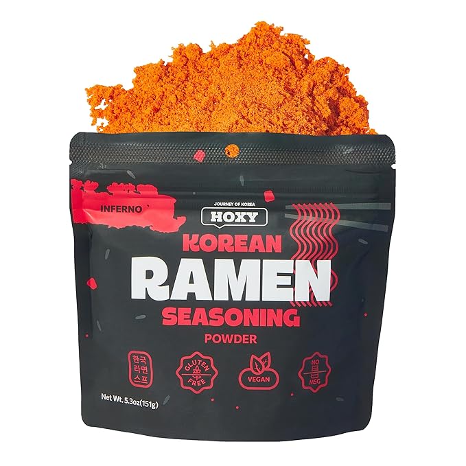 HOXY Journey of Korea "Korean Ramen Seasoning" | Gluten Free, Vegan, No-MSG | Premium Finest Ramen Seasoning Powder | 5.3oz (Inferno)