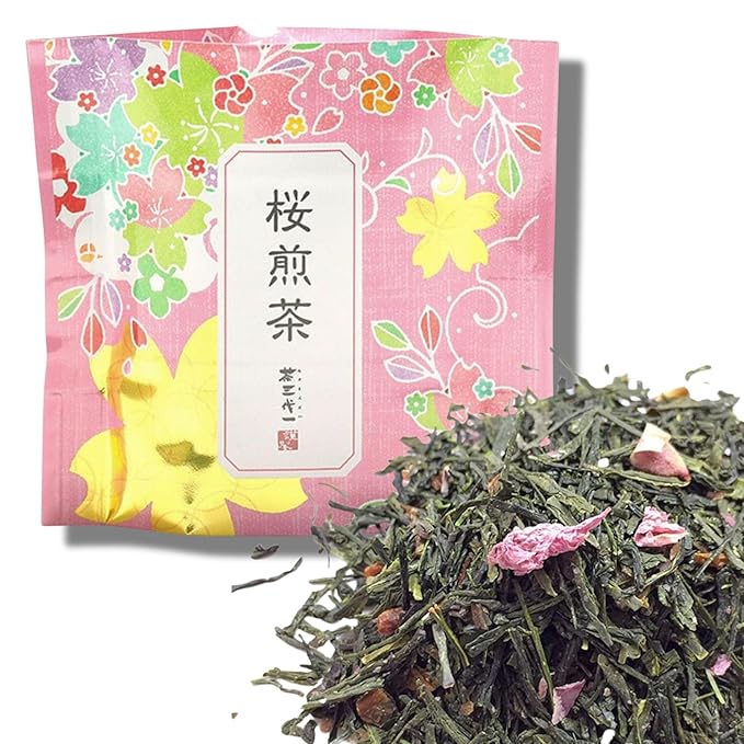 Chasandai Sakura Sencha Loose Leaf Tea, Organic Japanese Green Tea, Made in Japan, 30g - Cherry Blossom Leaf Sencha, No Artificial Flavorings or Colorings, With Sakura Petals