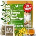 FreshDrinkUS, Premium 135 Senna Leaf Tea Bags for Constipation, Supports Your Cardiovascular System, 100% Natural & Pure. Loose Leaf Senna Herbal Tea, Made with Natural Material Tea Bags. Non GMO, No Sugar/ Caffeine/ Gluten, Vegan.
