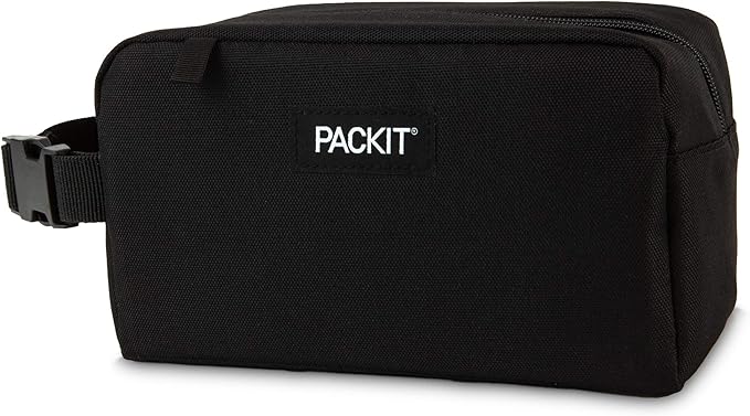 PackIt Freezable Small Insulated Snack Box, Black, with EcoFreeze Technology (Built-in Ice Pack), Mini Cooler or Small Lunch Bag, For Fresh Snacks On the Go, for Work, Gym, or Travel