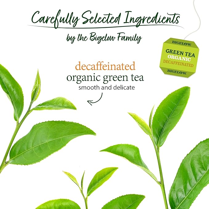 Bigelow Tea Organic Decaffeinated Green Tea, Decaf Organic Green Tea Bags, 40 Count Box (Pack of 6), 240 Total Tea Bags