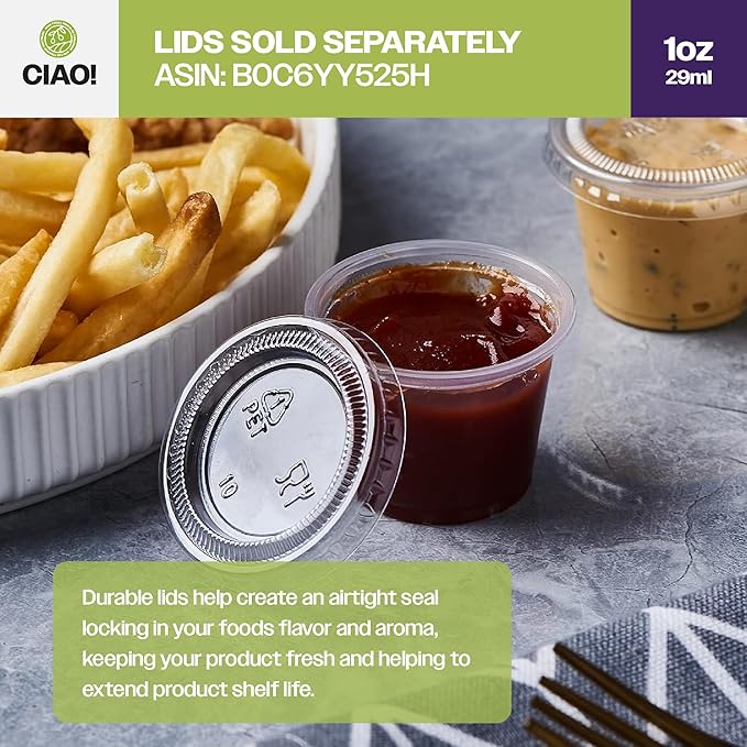 CIAO! 1OZ PP Clear Portion Cup,Lids Sold Separately (Case of 2,500)